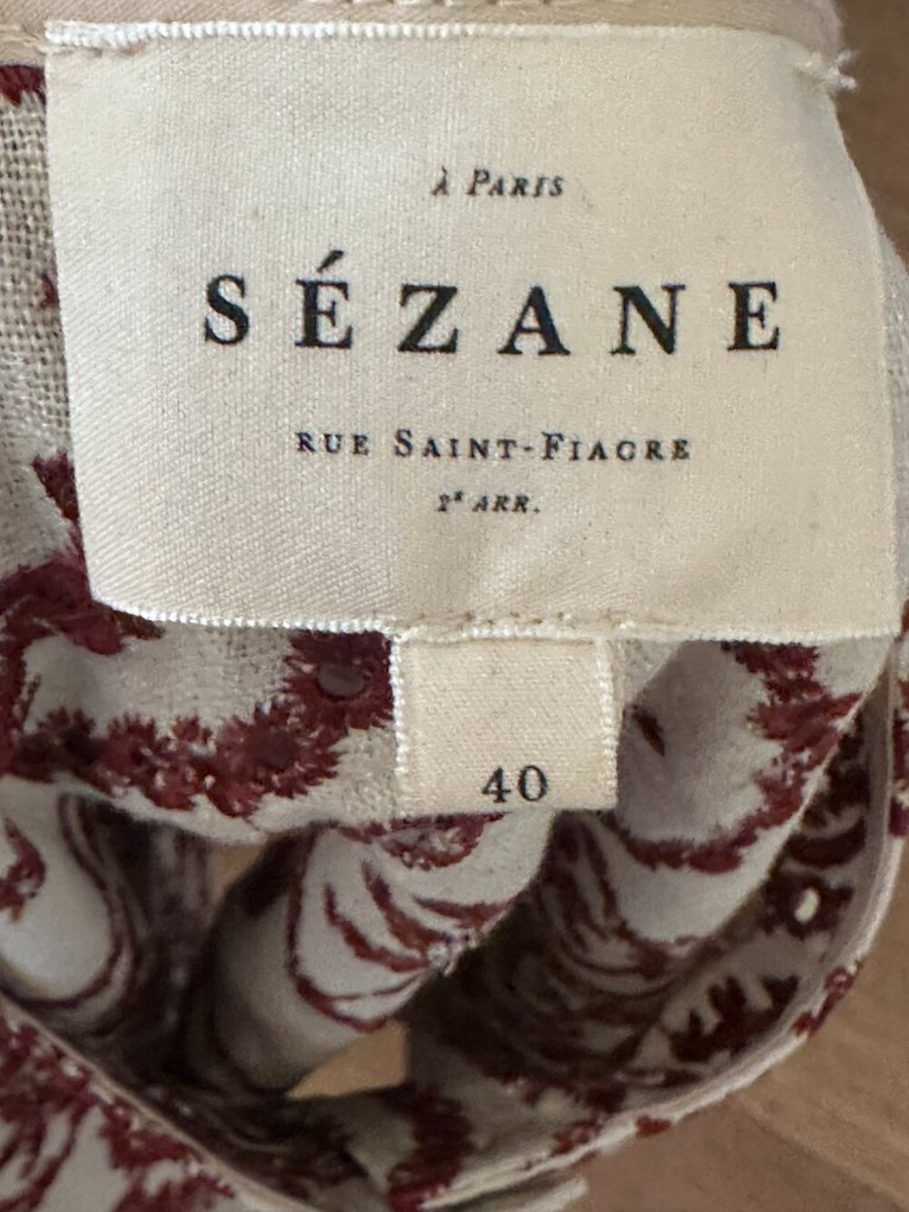 Sézane Lula shirt in Ecru burgundy, size 40 ~ NWOT! - Picture 6 of 10